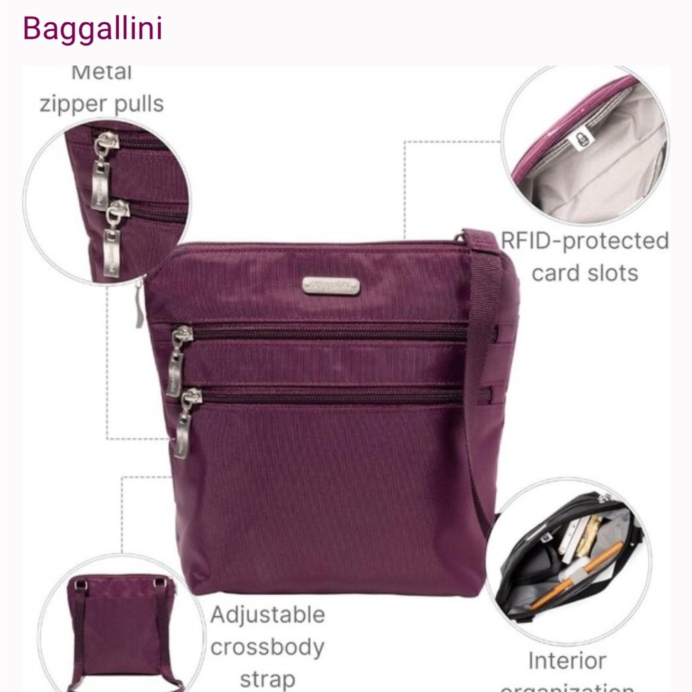 Baggallini Wine Red Crossbody Bag 8 1/2” x 8 1/2 “ - Picture 7 of 8